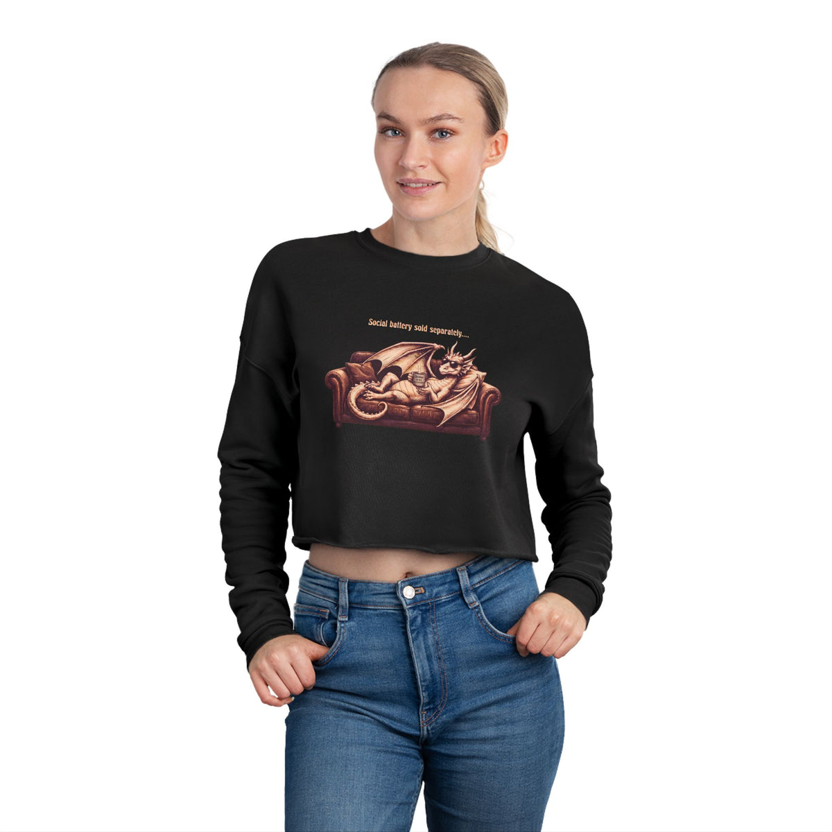 Social Battery Sold Separately Cropped Sweatshirt